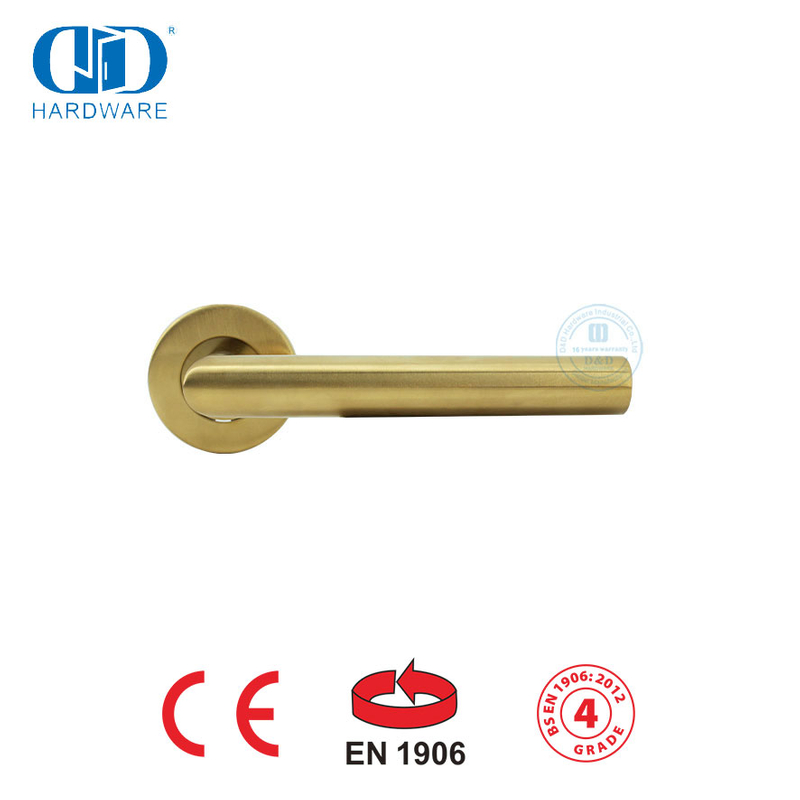 Acessórios de segurança para fechadura de porta em latão acetinado EN 1906 Alavanca dourada Handles-DDTH003-SB