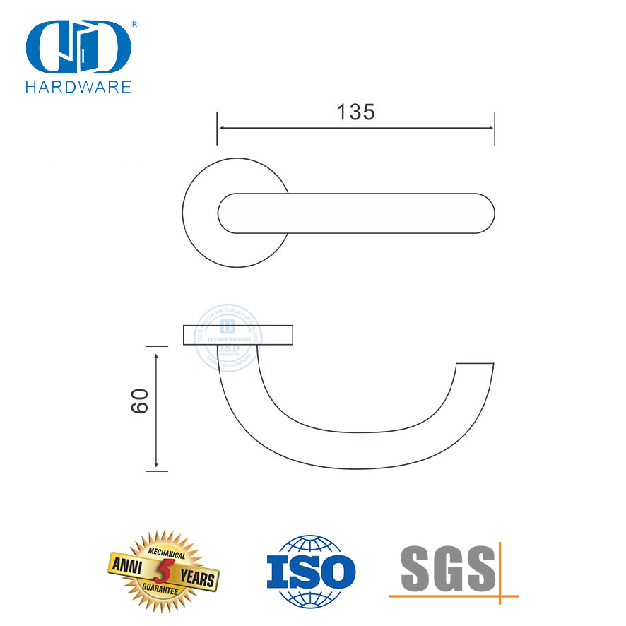 Alavanca tubular de aço inoxidável de alta qualidade para porta de passagem Handles-DDTH014-SSS