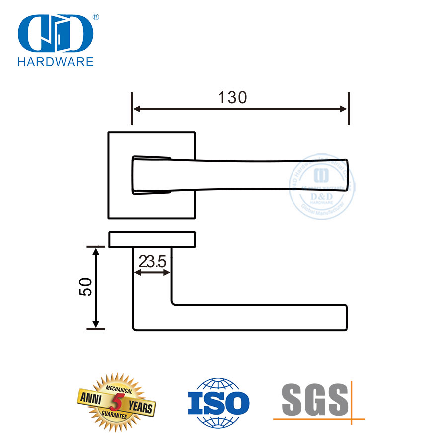 Maçaneta externa sólida de segurança em aço inoxidável 304 para porta de madeira-DDSH059-SSS