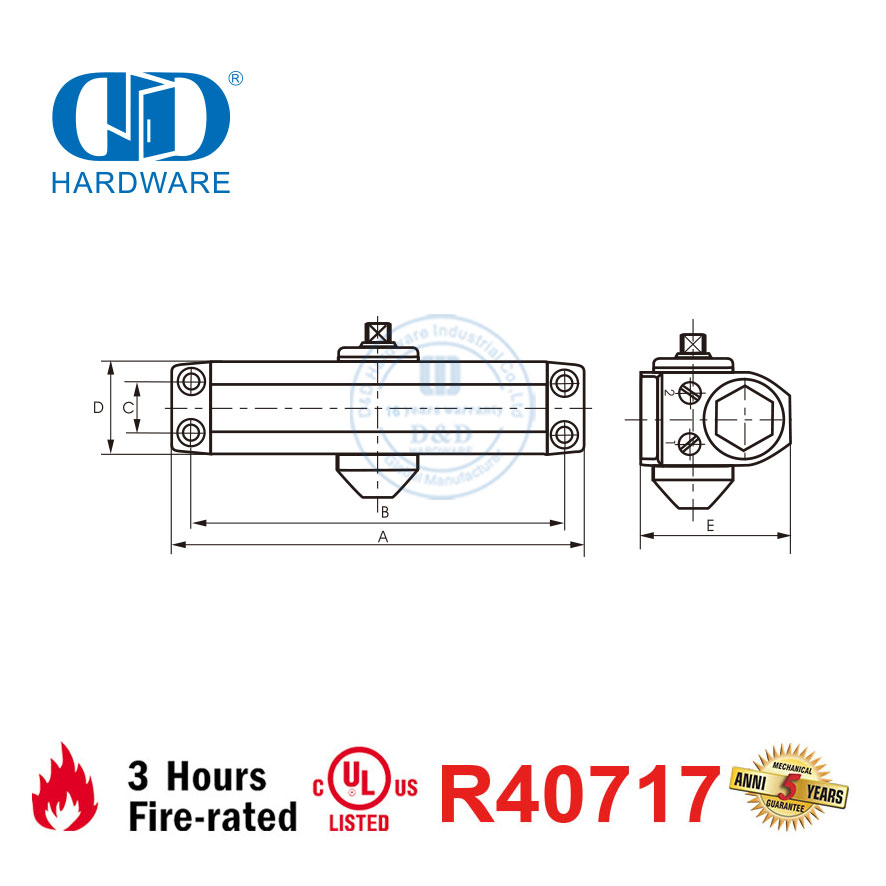 Classificação de incêndio listada na UL garantida em fecho de hardware de porta Endurance-DDDC018
