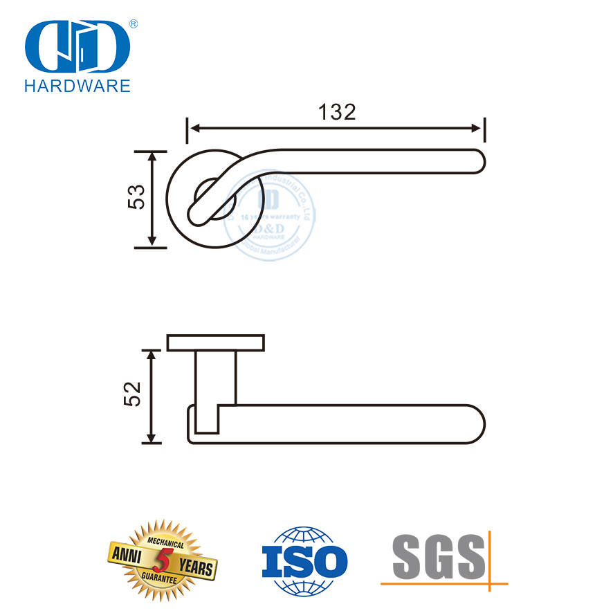 Acessórios europeus para portas dianteiras 304 maçanetas de porta com alavanca sólida de aço inoxidável-DDSH040-SSS