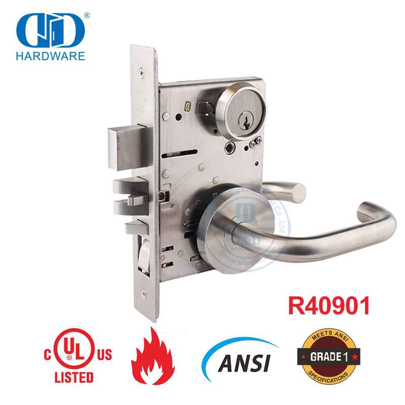 Fechadura de encaixe para porta ANSI de alta segurança com classificação de fogo UL para prédio de apartamentos-DDAL20