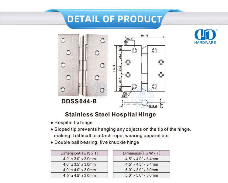 Dobradiça de porta de projeto hospitalar