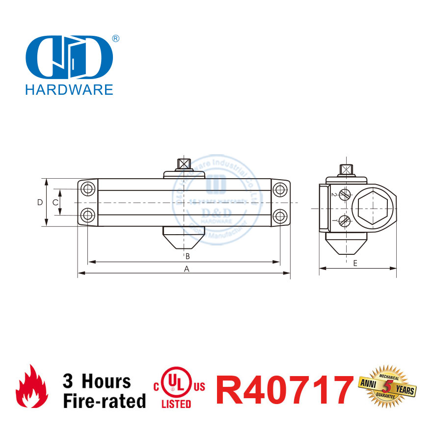Fechador de porta de aplicação universal para prevenção de incêndio listado pela UL-DDDC024