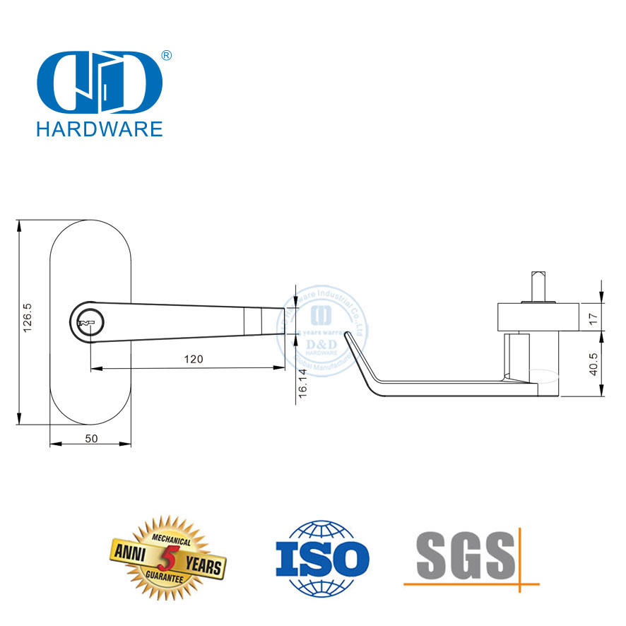 Estrutura do eixo de aço inoxidável de alta qualidade Hardware Alavanca de pânico Trim-DDPD042-SSS