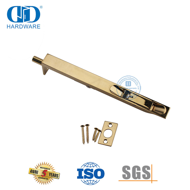Parafuso nivelado resistente dourado do espelho de latão polido para porta de madeira-DDDB001-PB