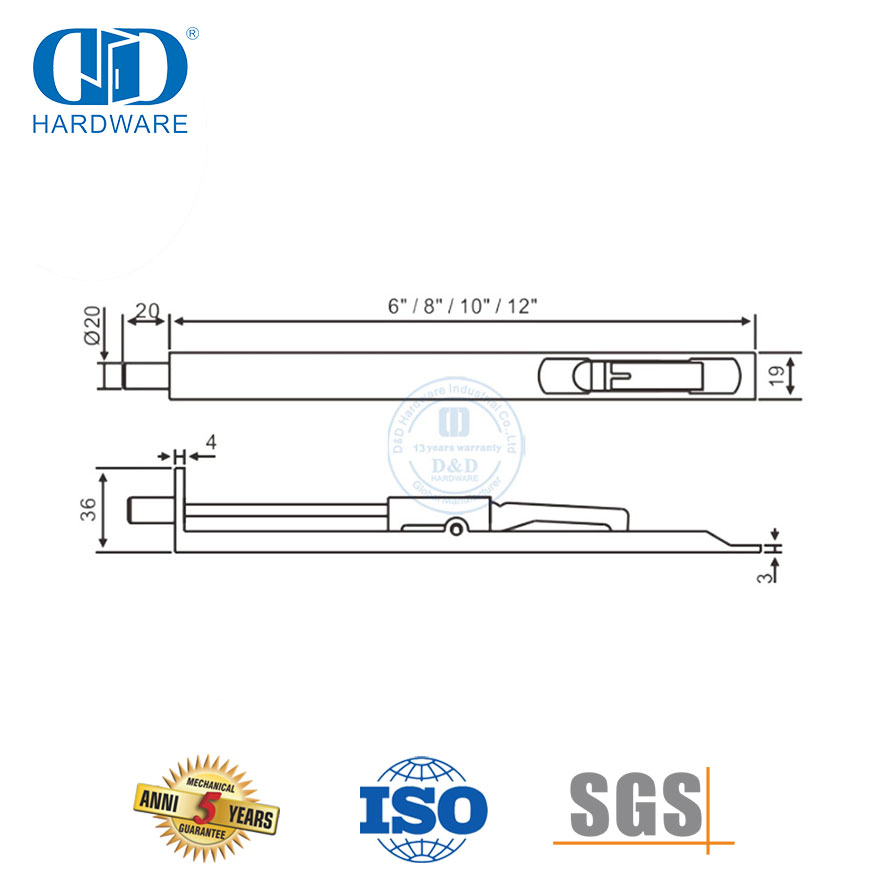 Ferragens para portas de madeira com acabamento acetinado Parafuso embutido para serviços pesados-DDDB001-SSS