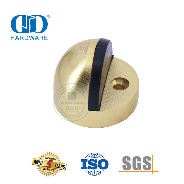 Hardware de porta de liga de zinco em latão acetinado montado no piso Rolha de porta dourada-DDDS002-SB