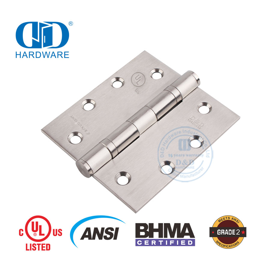Dobradiça de porta externa com classificação de fogo BHMA ANSI grau 2 para edifício comercial-DDSS001-ANSI-2-4,5x4x3,4mm