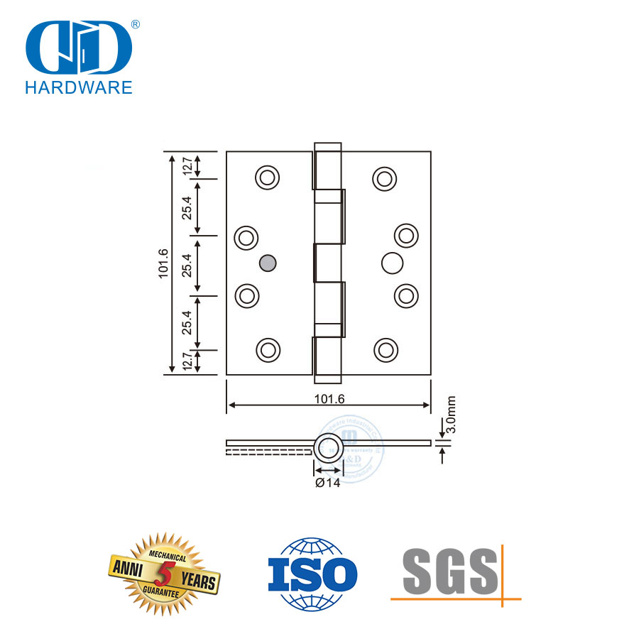 Amplamente utilizado hardware de porta de metal de aço inoxidável dobradiça de segurança única-DDSS015