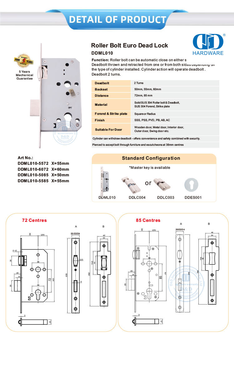 Fechadura Euro Mortise