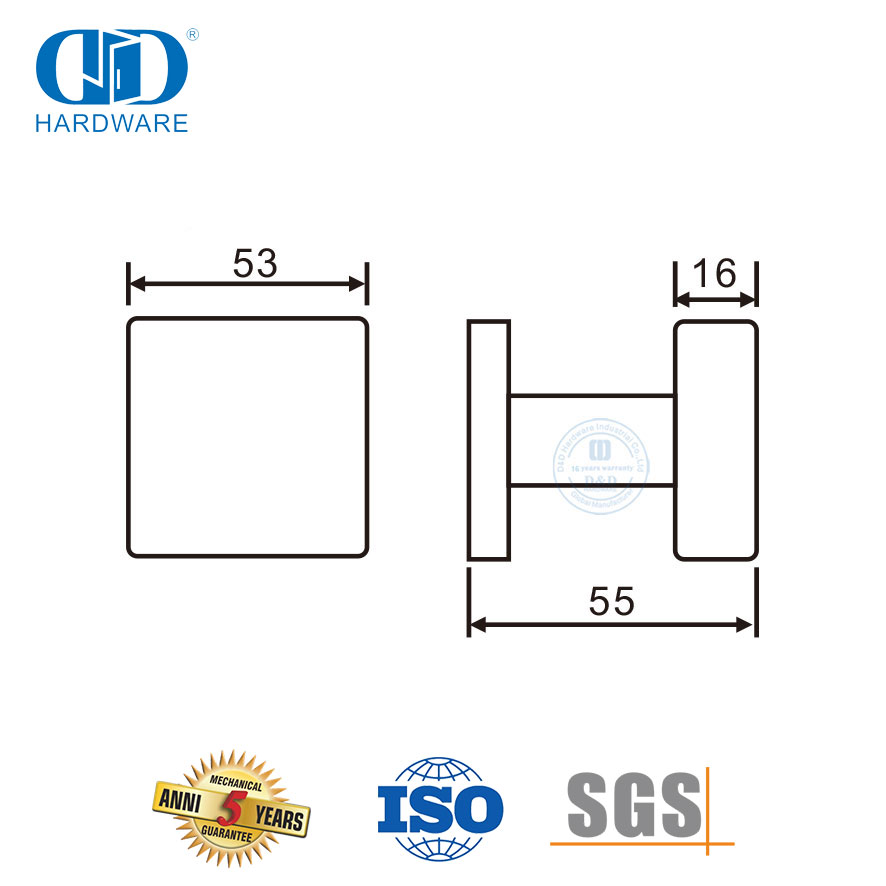 Maçaneta tipo alavanca de aço inoxidável 304 em formato quadrado para porta frontal-DDTH030-SSS