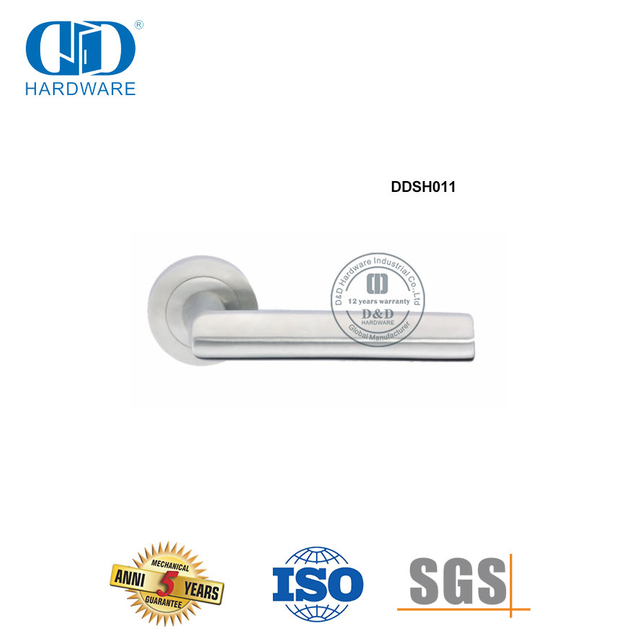 Maçanetas de porta tipo alavanca de porta principal de escritório em aço inoxidável sólido-DDSH011-SSS