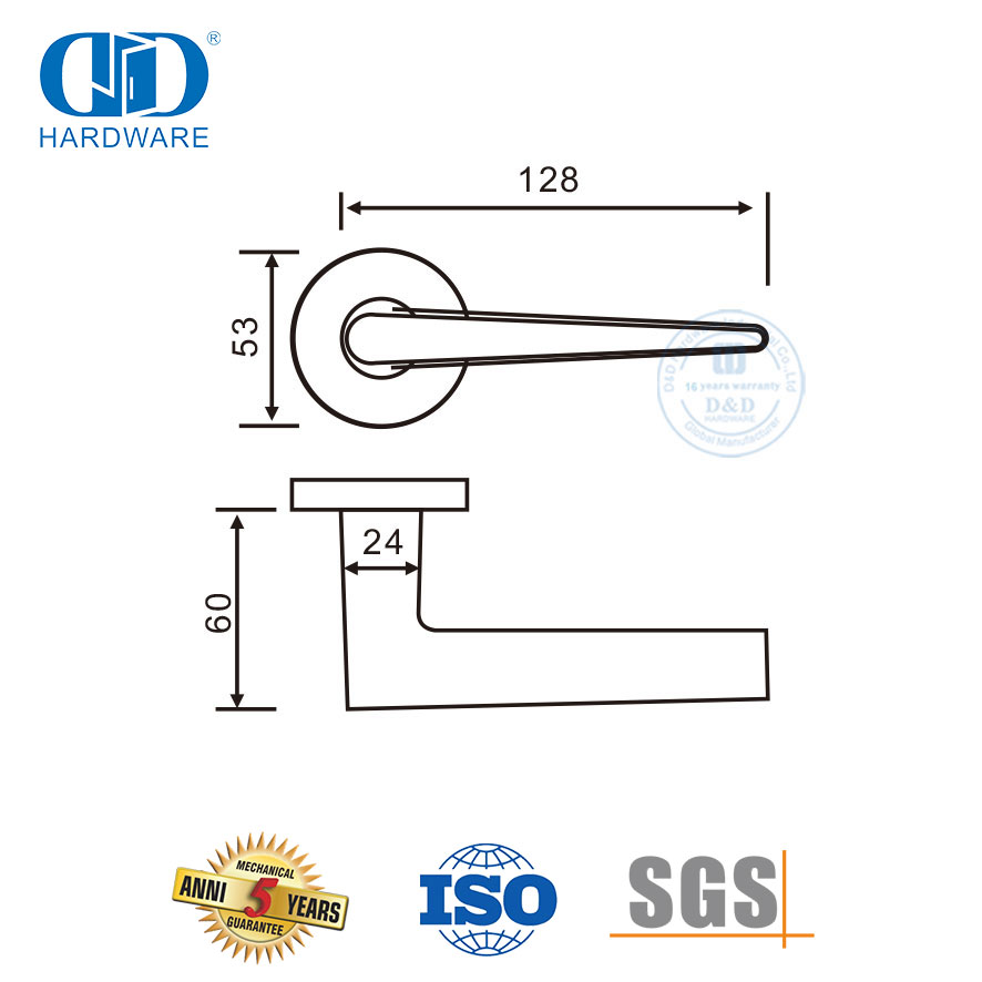 Hardware de construção SS 304 Alça de alavanca sólida para portas de escritório-DDSH044-SSS