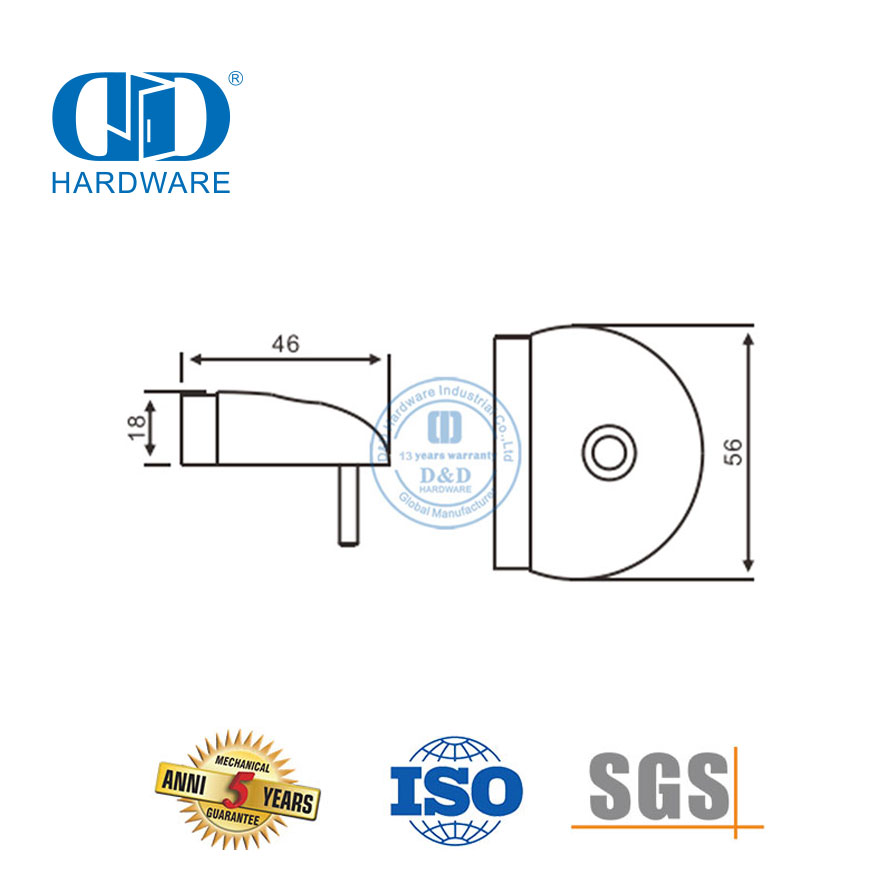 Rolha de porta de piso de meia lua em aço inoxidável para hardware de construção residencial-DDDS014-SSS