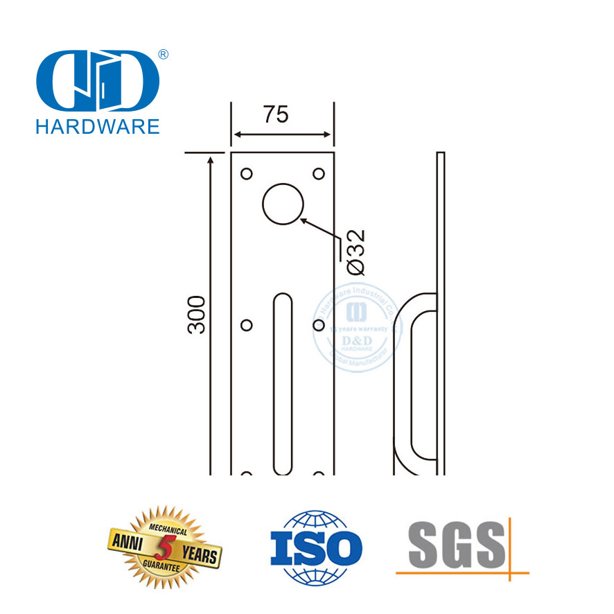 Aço inoxidável 304 saída de pânico fechadura da porta ferragem noite trava Plate-DDPD011-SSS