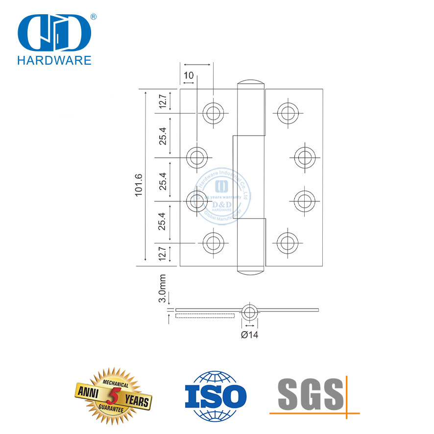 Bom preço usa amplamente dobradiça de aço inoxidável com três juntas-DDSS023