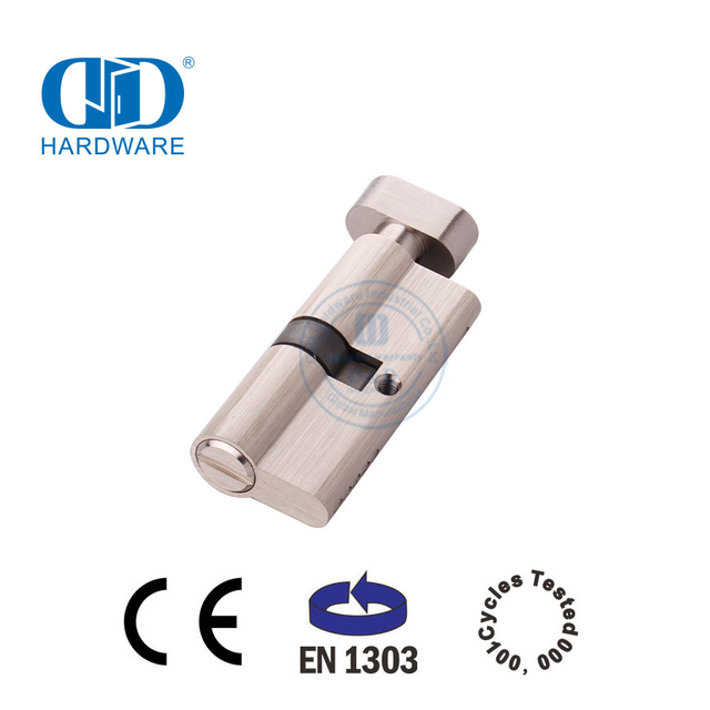 Cilindro de porta de banheiro EN 1303 com acabamento em níquel acetinado de qualidade em latão sólido-DDLC007-70mm-SN