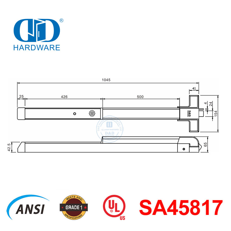 Dispositivo de saída de função de alarme de porta de metal UL 305 com bateria-DDPD029-SSS