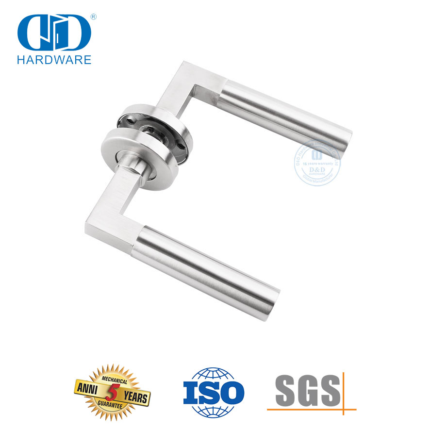Maçanetas de porta com alavanca de estilo simples de aço inoxidável durável e sustentável moderno-DDTH023-SSS