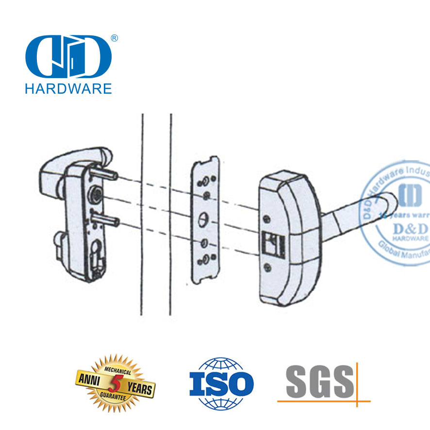 Maçaneta da porta com acabamento de alavanca de liga de zinco para porta de metal de madeira com classificação de fogo-DDPD041