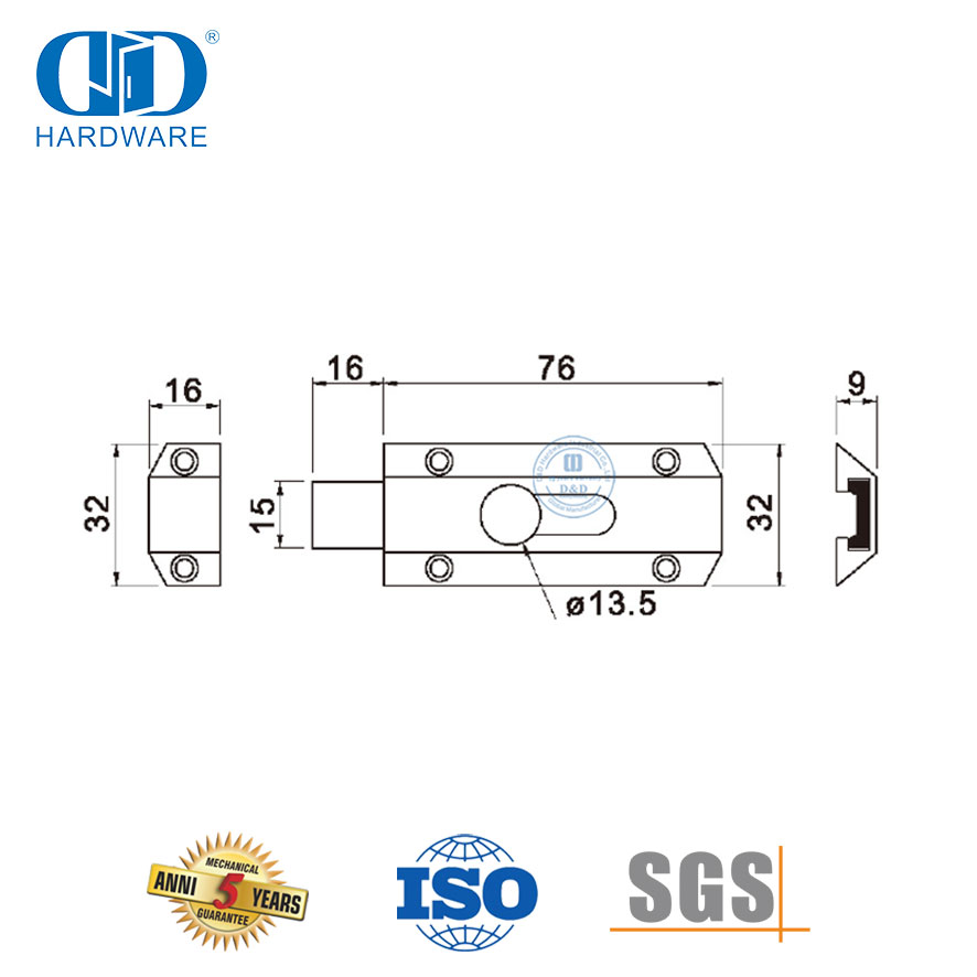 Parafuso de barril de trava de porta de aço inoxidável para porta frontal-DDDB029-SSS