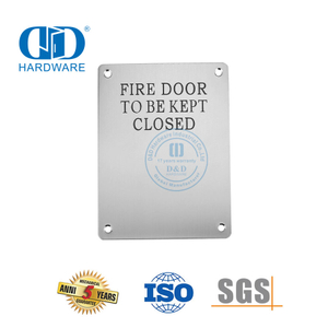 Assinatura de porta corta-fogo, tipo quadrado, porta de fogo mantida fechada, placa de sinalização de aço inoxidável, banheiro público, porta de banheiro, assinatura Plate-DDSP010