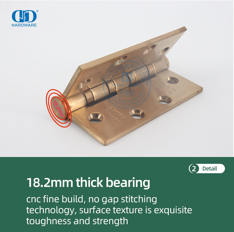 ANSI BHMA Dobradiça de porta de instalação rápida em ouro rosa à prova de fogo para entradas de supermercado-DDSS001-ANSI-1-4.5x4.0x4.6mm