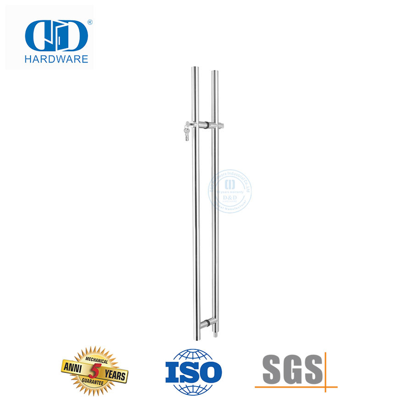 Maçaneta da alavanca da porta de vidro com fechadura, ferragem para porta de vidro frontal de escritório com fechadura-DDPH040