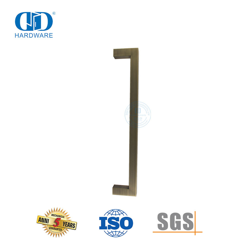 Puxador de aço inoxidável com barra quadrada de latão antigo de luxo para porta de madeira-DDPH034-AB