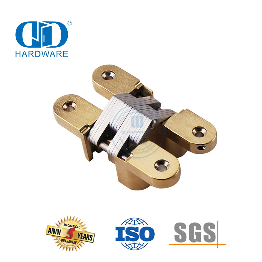 Dobradiça de porta de topo com fechamento suave em liga de zinco de latão acetinado para porta de metal-DDCH007