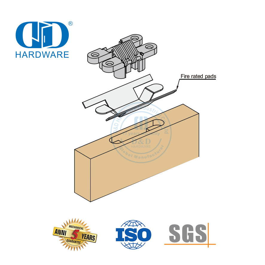 Almofada de dobradiça de porta de vedação intumescente com classificação de fogo multiponto escondida acústica para móveis -DDIG004