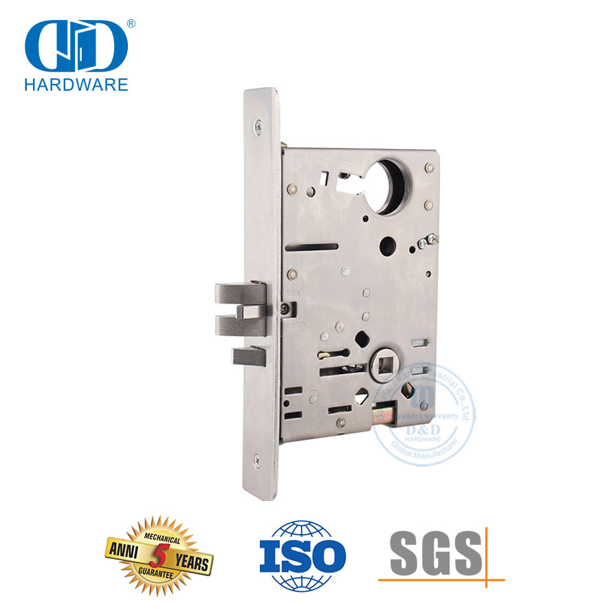 Design moderno padrão americano ANSI aço inoxidável segurança móveis ferragem madeira porta interior fechadura de encaixe-DDAL31