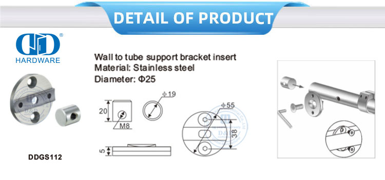 Conector de vidro 90 deg superior, hardware de vidro de aço inoxidável, acessórios de banheiro, encaixe de vidro para porta deslizante-DDGS113