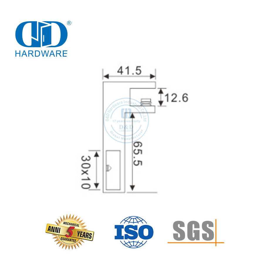 Suporte de barra de suporte de banheiro de aço inoxidável escovado porta de vidro acessório tubo Connector-DDSC015