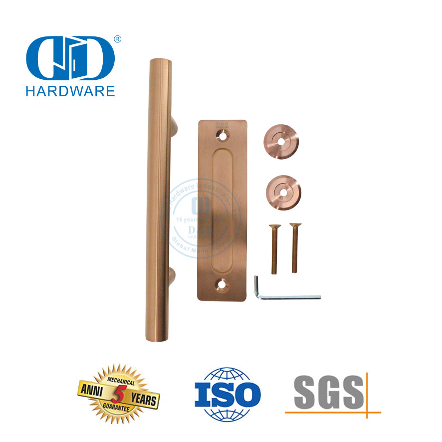 Aço inoxidável rosa ouro dupla face push pull maçaneta da porta do celeiro móveis dedo puxar maçaneta da porta-DDBD102 SRG