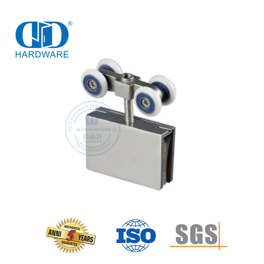 Braçadeira de porta de aço inoxidável porta deslizante pendurado rolo acessórios de montagem de vidro conjunto para Bathroom-DDGS162