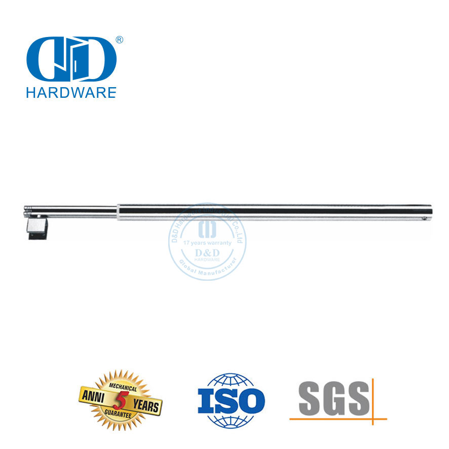 Acessórios de vidro de aço inoxidável canto curvo reto dobrável ajustável telescópico banheiro tensão Rod-DDSC023
