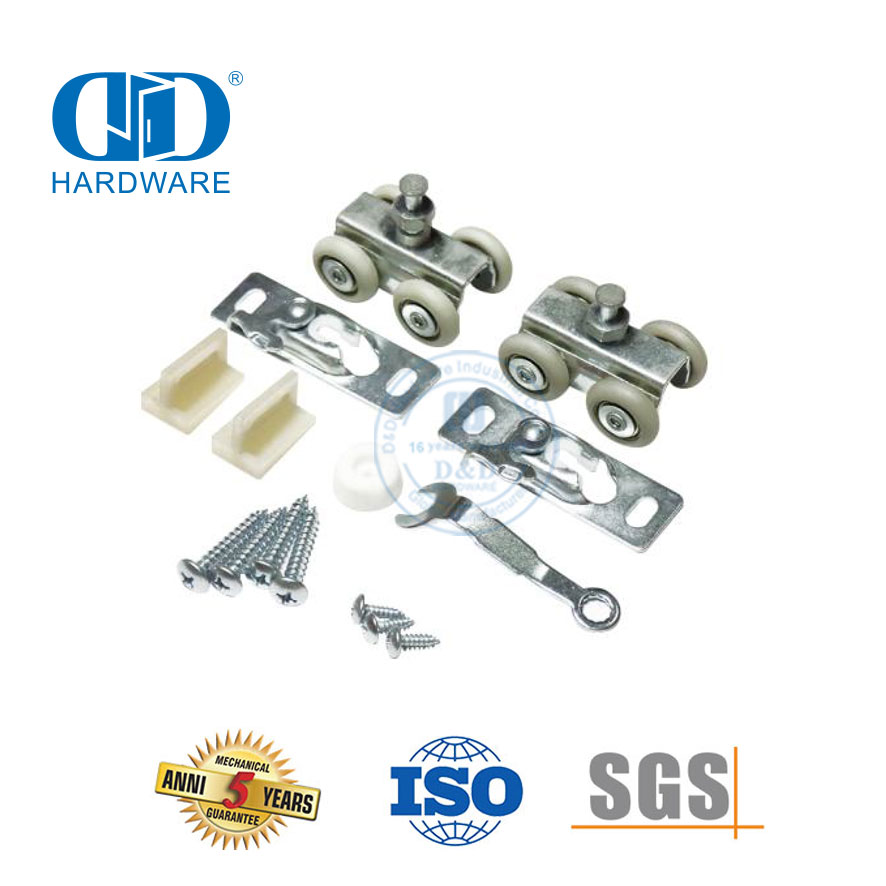 Porta deslizante interior exterior de aço inoxidável quatro rodas rolo ferragem deslizante porta do celeiro ferragens móveis Hardware-DDBD056
