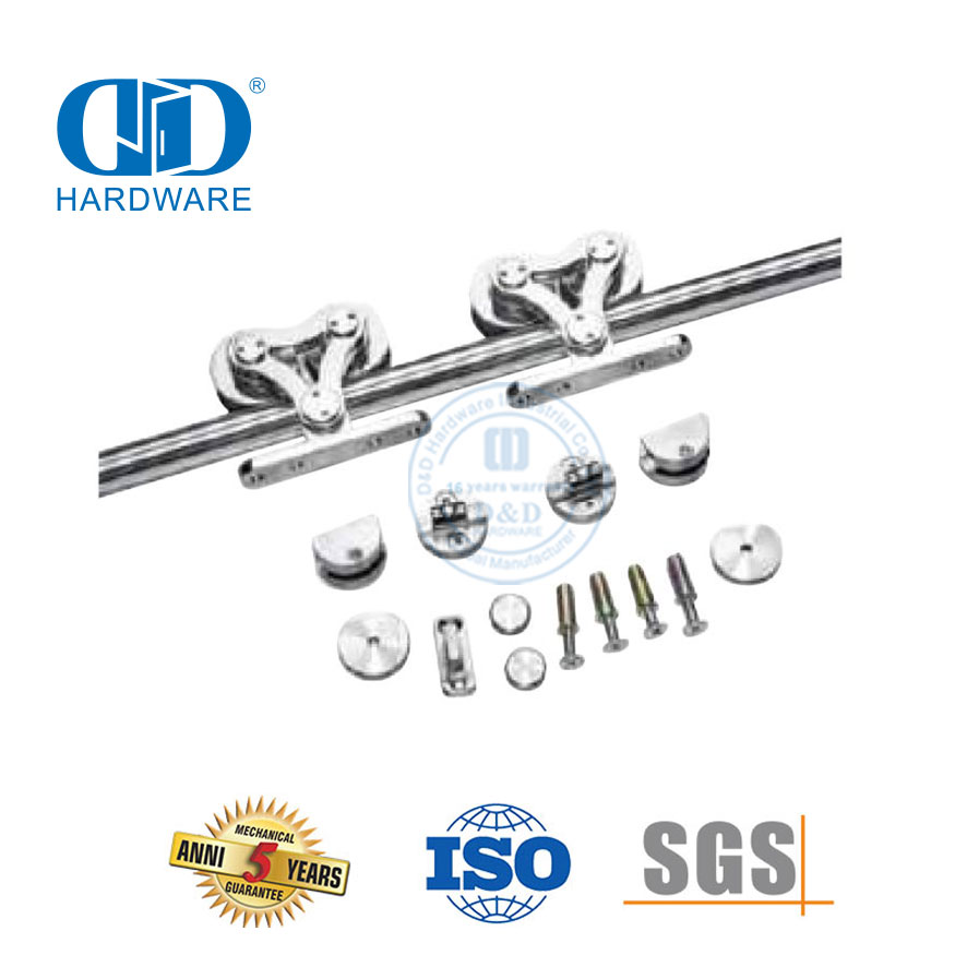 Hardware de porta de celeiro deslizante de aço inoxidável Hardware de garagem de aço Conjunto de trilhos de hardware de porta-DDBD051