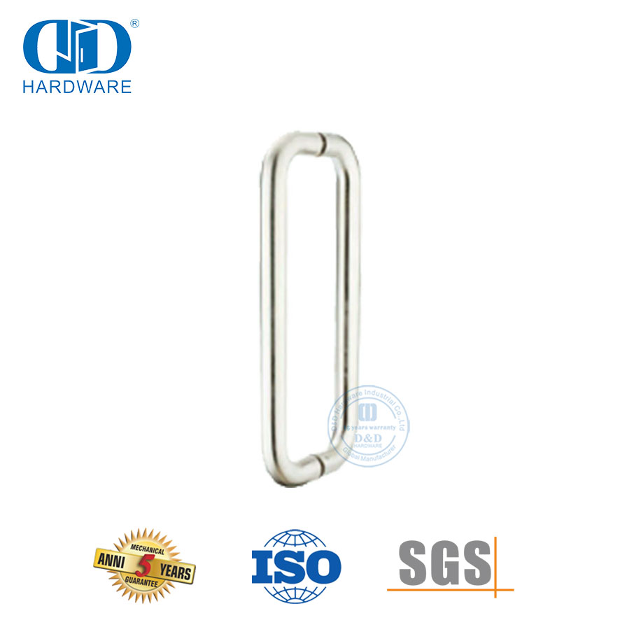 Tubo redondo de alta qualidade tipo H de aço inoxidável puxadores de porta de chuveiro de vidro Maçaneta de porta de vidro-DDPH007-SSS