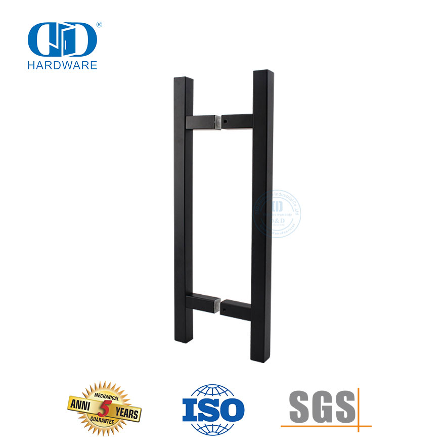 Puxador de aço inoxidável com acabamento preto fosco para porta de vidro residencial-DDPH016-D-MB