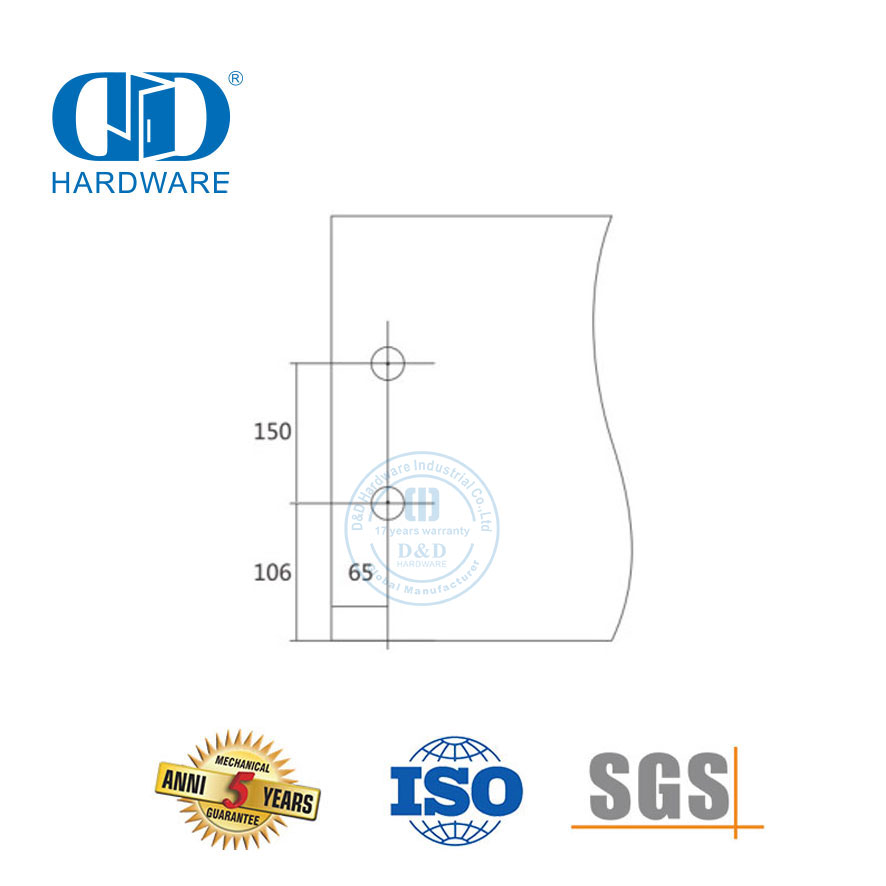 Pivô inferior de aço inoxidável da porta de vidro Polo curto para conexões de mola de piso -DDGP004