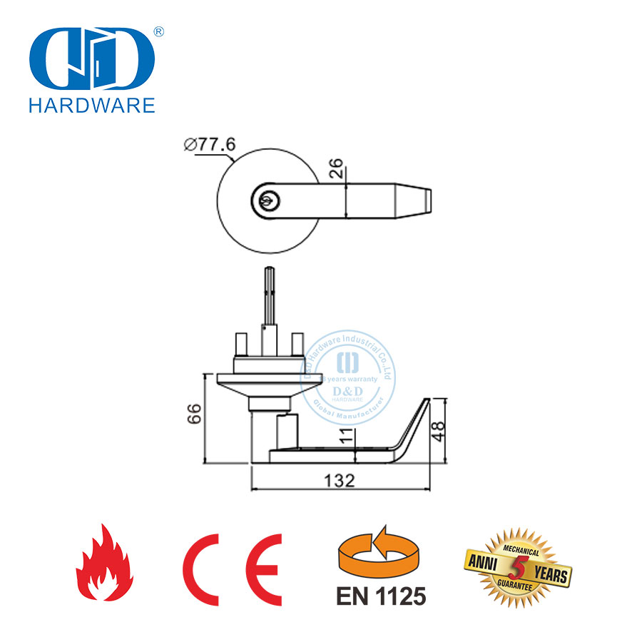 Haevy Duty Aço Inoxidável CE Barra de Pânico à Prova de Fogo Alavanca Exterior Guarnição Dispositivo de Bloqueio de Pânico Para Emergência De Madeira Metal Door-DDPD012-B-CE