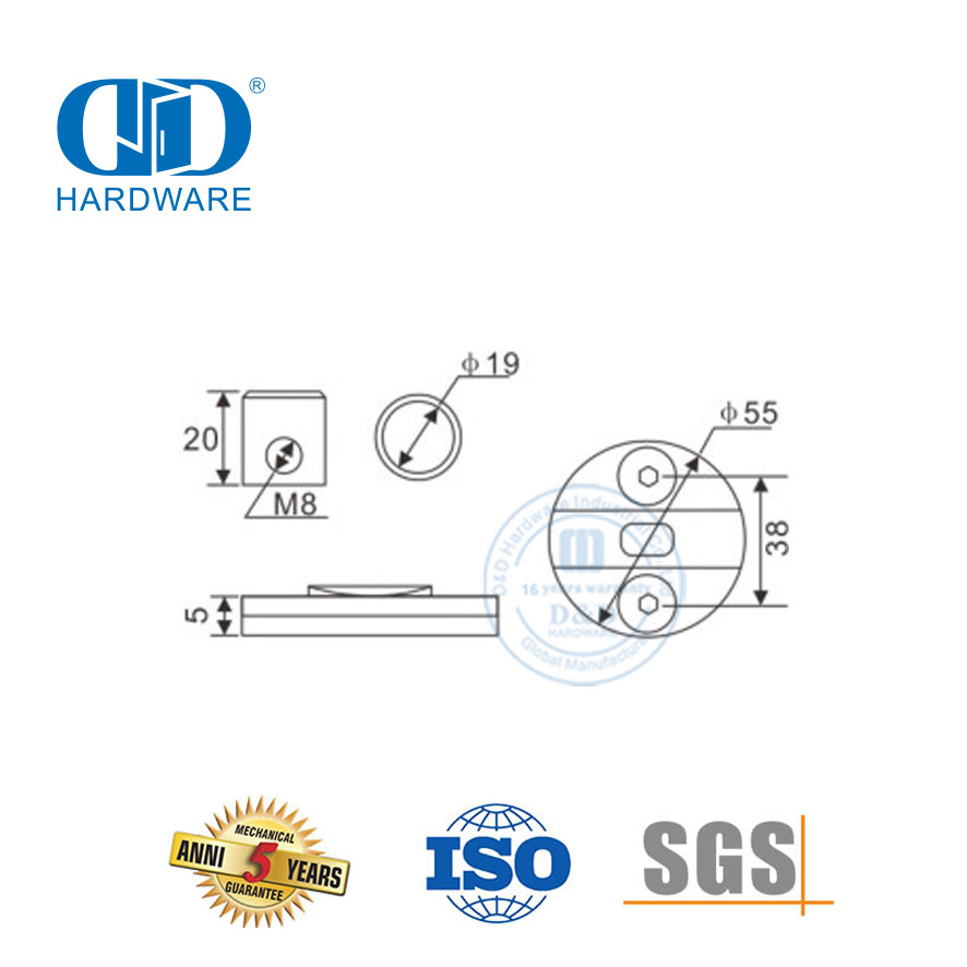Conector de vidro 90 deg superior, hardware de vidro de aço inoxidável, acessórios de banheiro, encaixe de vidro para porta deslizante-DDGS113