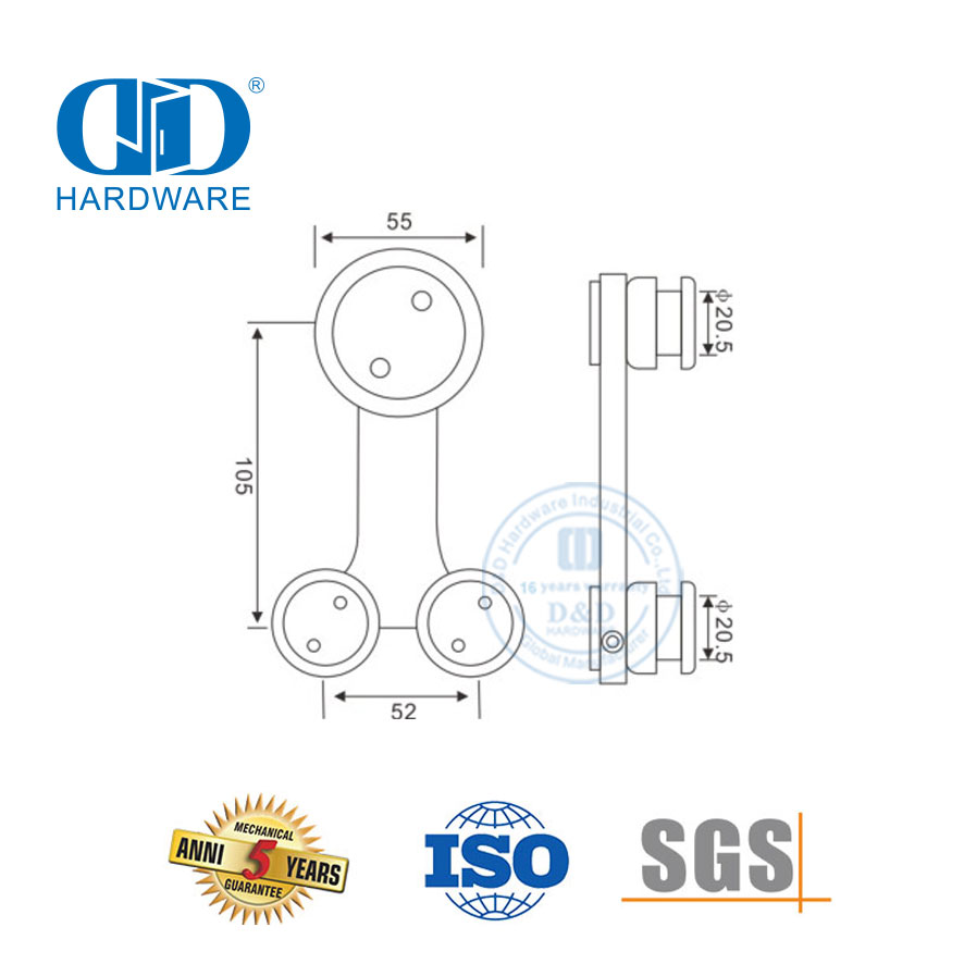 Acessórios de vidro de aço inoxidável industrial conjunto ferragem de vidro porta deslizante para banheiro Door-DDGS106