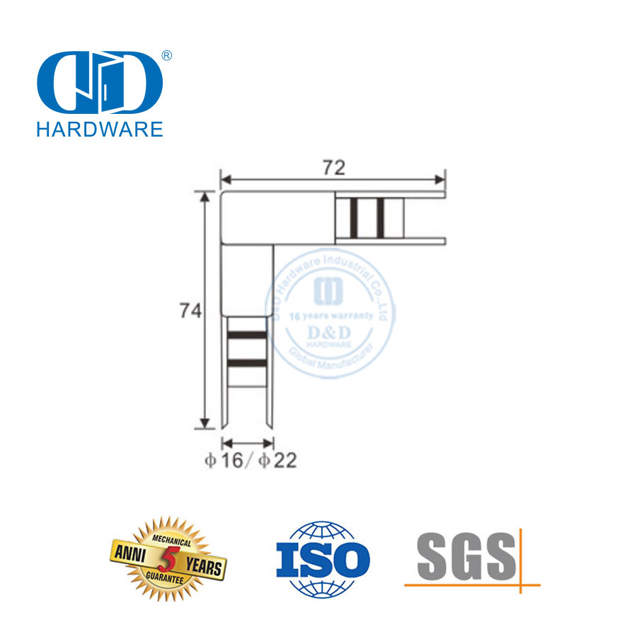Inserção de canto de tubo, acessórios de vidro de aço inoxidável, ferragens de porta, encaixe de porta de vidro para lavatório Bathroom-DDGS130