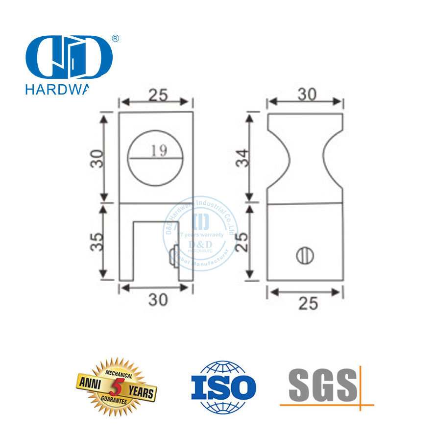 Braçadeira de canto de tubo ajustável de aço inoxidável, conector de cubículo de chuveiro comercial System-DDSC030