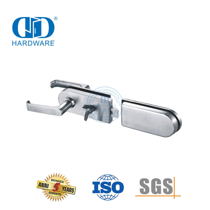 Fechadura de canto de aço inoxidável, encaixe de ferragem, maçaneta de porta de vidro, acessórios para chave Lock-DDGL001
