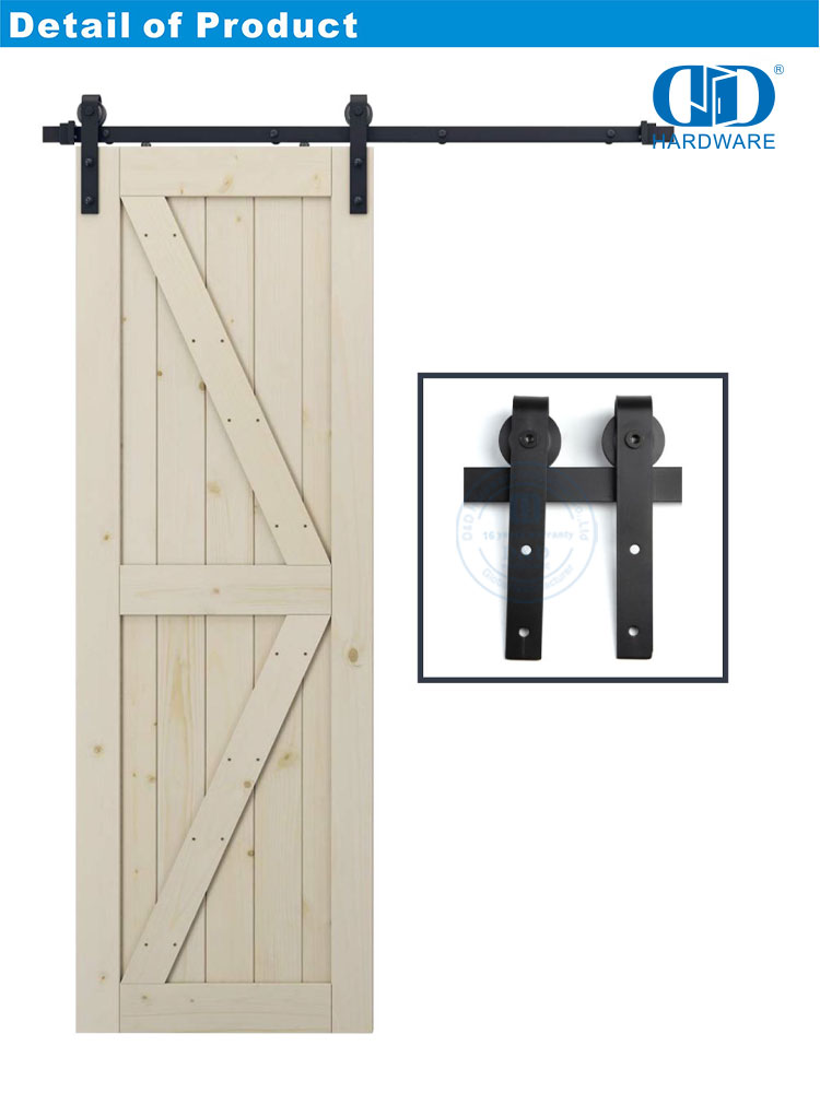 Kit de acessórios de armário de aço inoxidável conjunto de pista de carbono deslizante celeiro madeira única porta rolo ferragem para interior Door-DDBD001